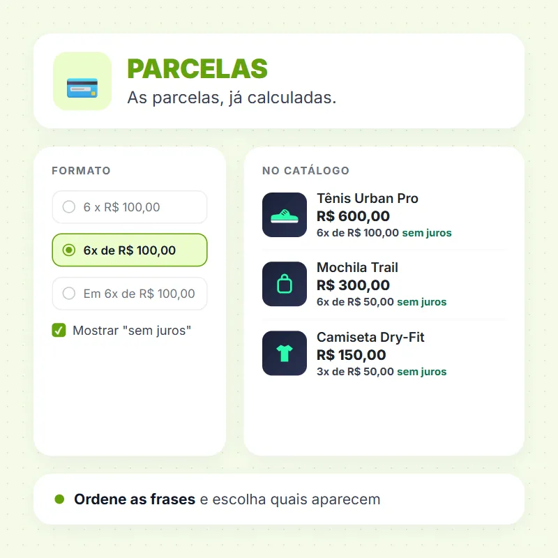 Parcelas que se leem num relance